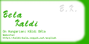 bela kaldi business card