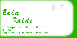 bela kaldi business card